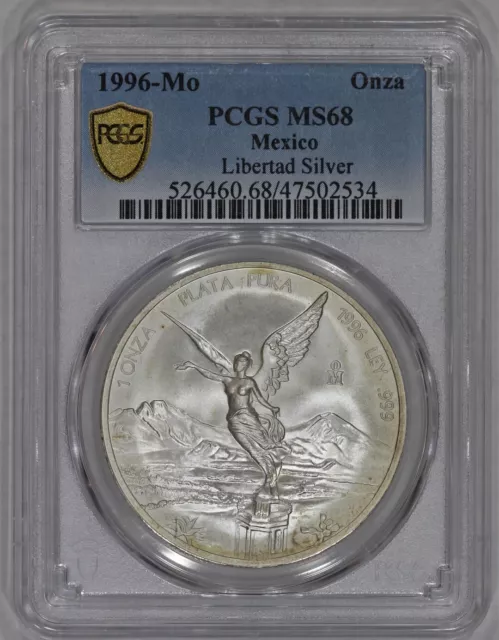 1996 Mo Mexico Silver 1oz Libertad PCGS MS68 .999 Onza