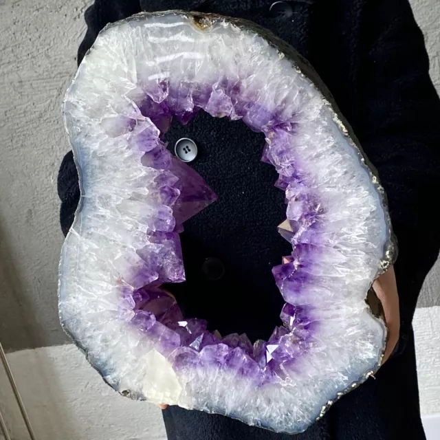 14.99LB Natural Amethyst geode quartz crystal Hand cut piece specimen Healing