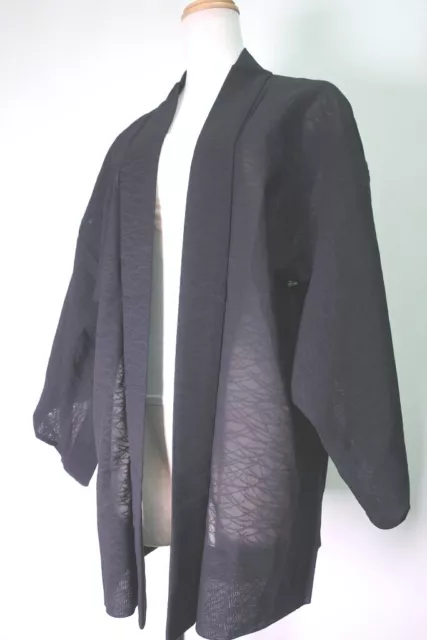 8459E5 Silk Vintage Japanese Kimono Haori Jacket See-Through for Summer
