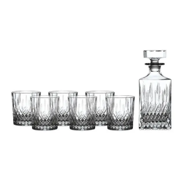 Royal Doulton Earlswood Crystal Whiskey Decanter Set: Decanter & 6 Tumblers