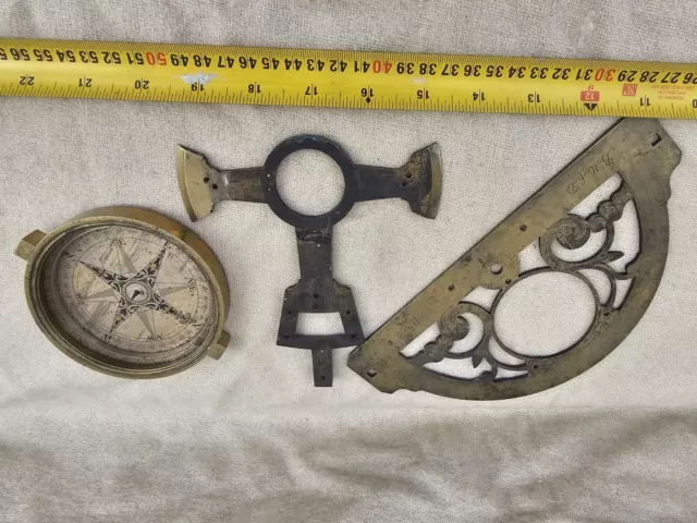 Antique Vintage Brass Theodolite Or Level Parts Divided Circle Butterfield Parts