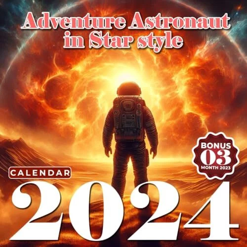 ADVENTURE ASTRONAUT IN Star Calendar 2024 Jan 2024 to Dec 2024 Bonus 3