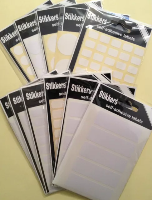 Sticky Blank White Plain Labels (2 PACKS) Self Adhesive Address Labels Stickers
