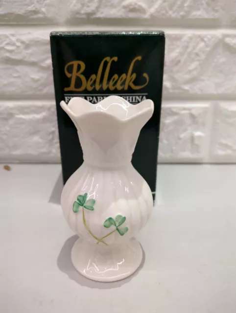 Mini Belleek Shamrock Connemara Bud Vase Porcelain China HandCrafted Irish Boxed