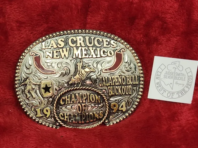 Bull Riding Pro Rodeo Champion Trophy Belt Buckle☆Las Cruces New M☆1994☆Rare#140