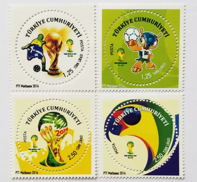 Turkey Recalled 2014 FIFA WORLD CUP BRAZIL 4 Series Collectible Stamps VERY RARE