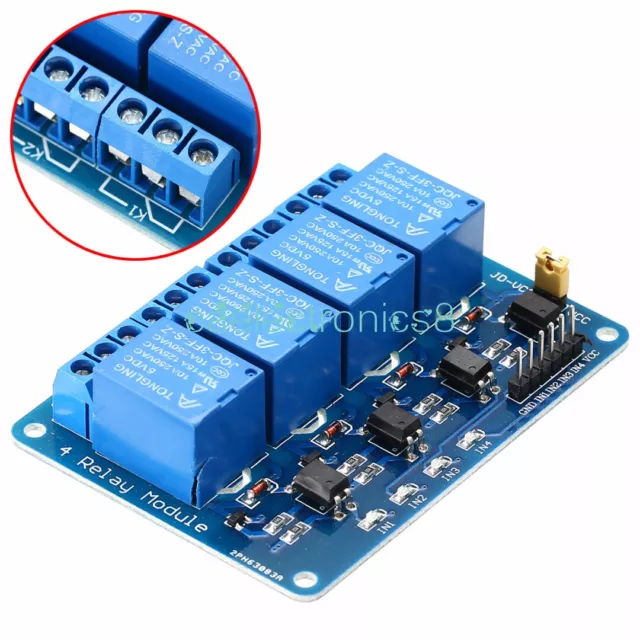 5V Four 4 Channel Relay Module With optocoupler For PIC AVR DSP ARM Arduino CA