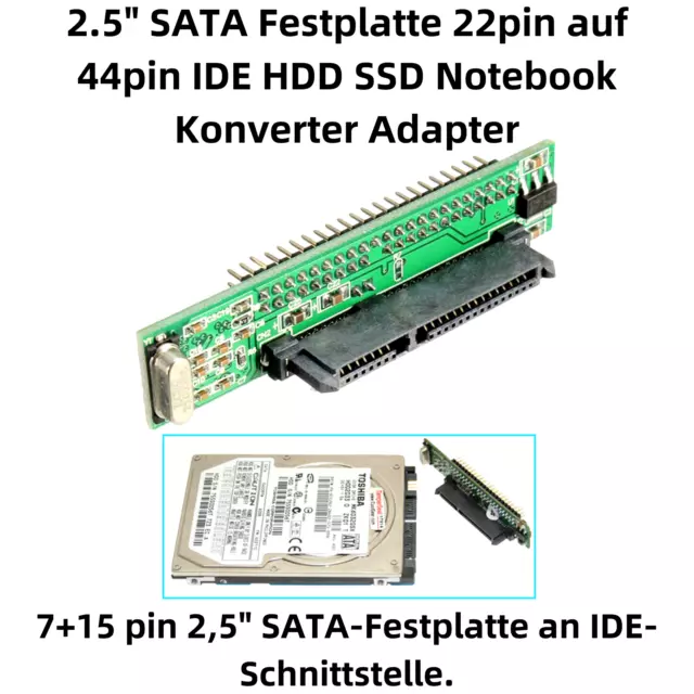 K19 2.5" SATA Disco Duro 22pin En 44pin Ide HDD SSD Notebook Conversor Adaptador 2