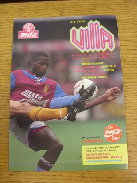 28/10/1992 Aston Villa v Manchester United [Football League Cup] . This item has