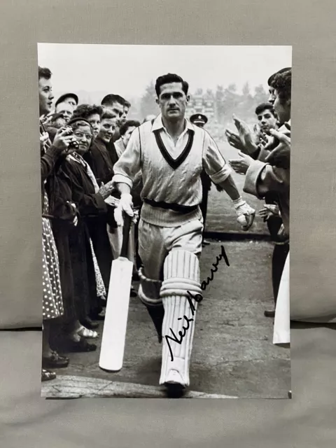 Neil Harvey SIGNED Don Bradman 1948 Australian Invincibles Cricket  5x7 Photo 1