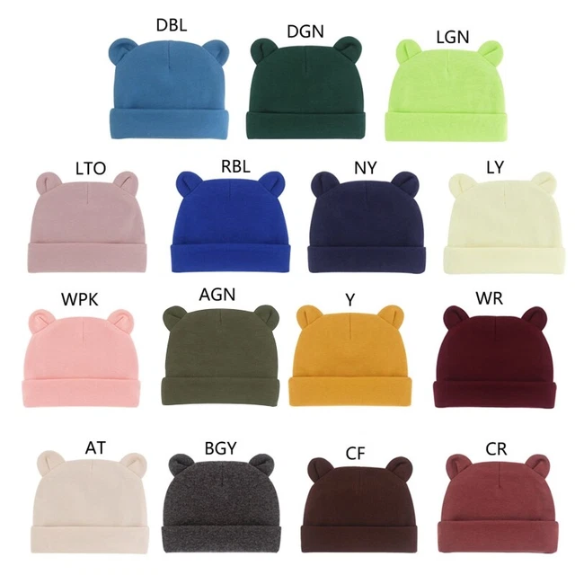 Cappello neonato neonato con orecchie cotone cappello caldo ragazzi ragazze berretto solido bambina bambino