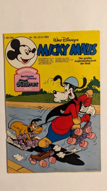 Micky Maus Heft 1980 Nr. 39 Z1 mit Beilage und Schnipp