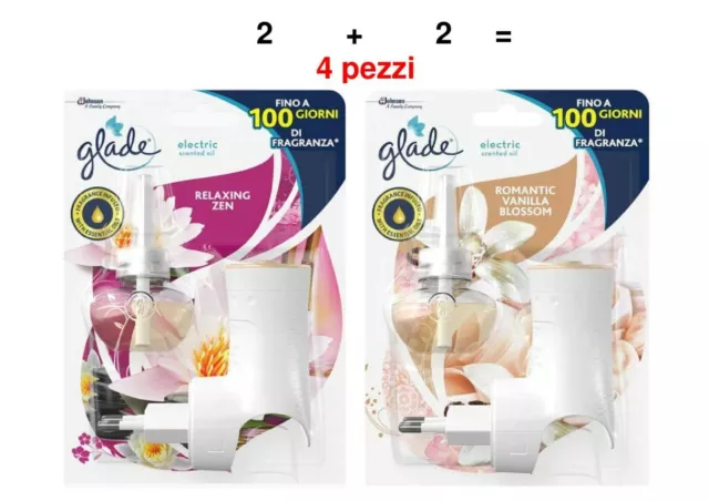 4X DIFFUSORE ELETTRICO GLADE con ricarica (2 RELAXING ZEN + 2 ROMANTIC  VANILLA) EUR 24,00 - PicClick IT