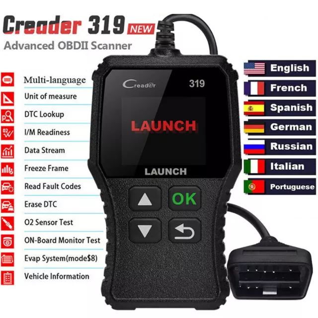 LAUNCH CR319 Outil Diagnostic Voiture Auto Scanner OBD2 Lecteur de Code Francais