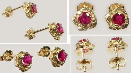 Gold Ruby Earrings 2/3ct Antique 19thC Ancient Celt Druid Persia Rome Magic 14kt