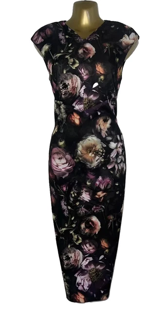 TED BAKER FUCHSIA Pink Aspyn Midi Dress Size 2 UK 10 Bloggers Fave