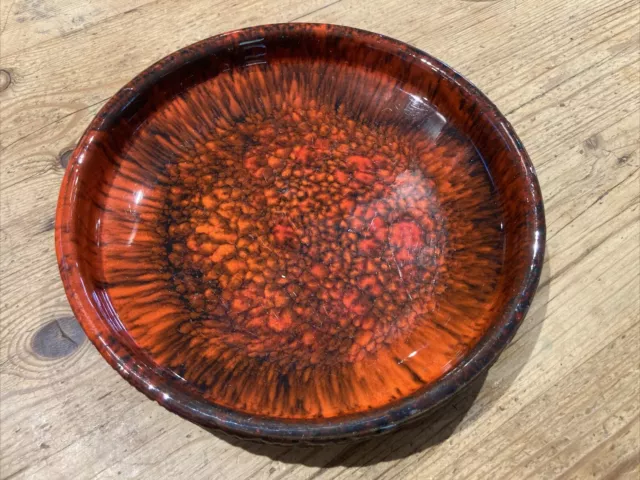 Vintage Art Pottery Ernst Faxe Footed Bowl Red Glaze MCM Denmark