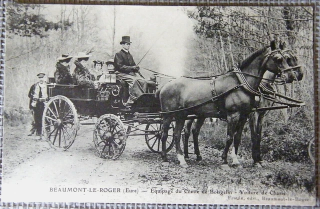 Cpa Beaumont Le Roger 27 Eure Crew Du Comte De Boisgelin Hunting Car