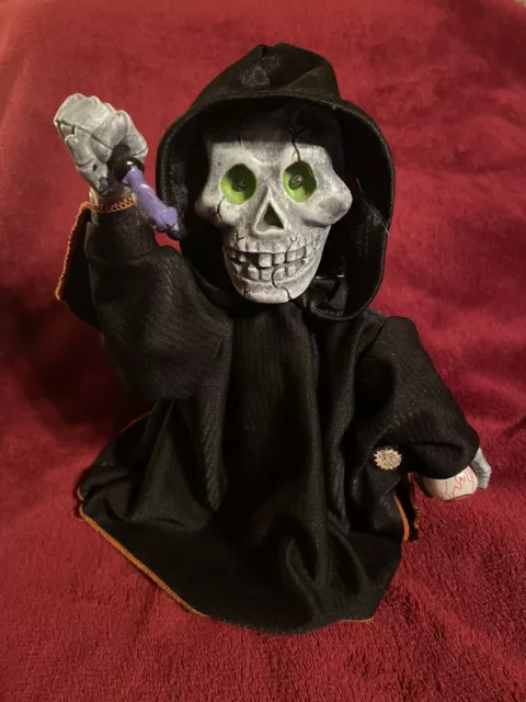 Rare Animated Halloween Skeleton Grim Reaper Jump For Halloween Music Eyes Light