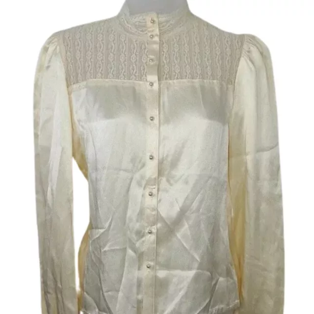 Gunne Sax Blouse Vintage Ivory Lace Prairie 11 Small 70s Jessica McClintock