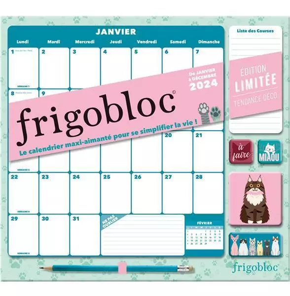 Frigobloc Mensuel 2024 - Calendrier d'organisation familiale / mois (de  sept. 2023 à déc. 2024) sept.23-dec.24 - broché - Collectif - Achat Livre