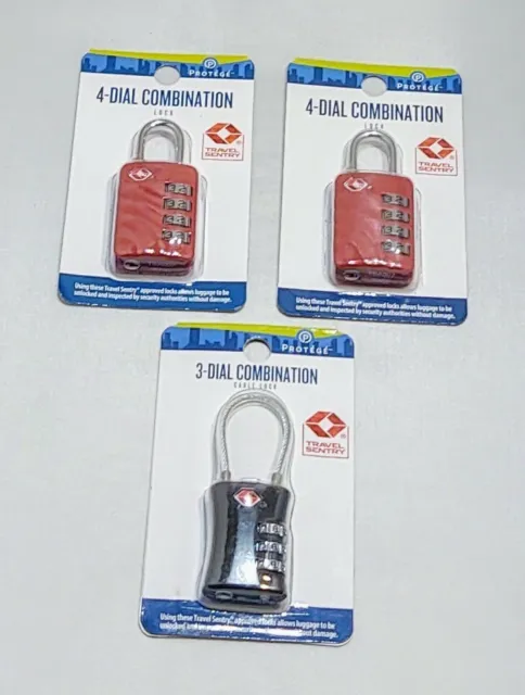 New Combination Locks Travel Sentry Certified 3 & 4 Dial Luggage Padlock