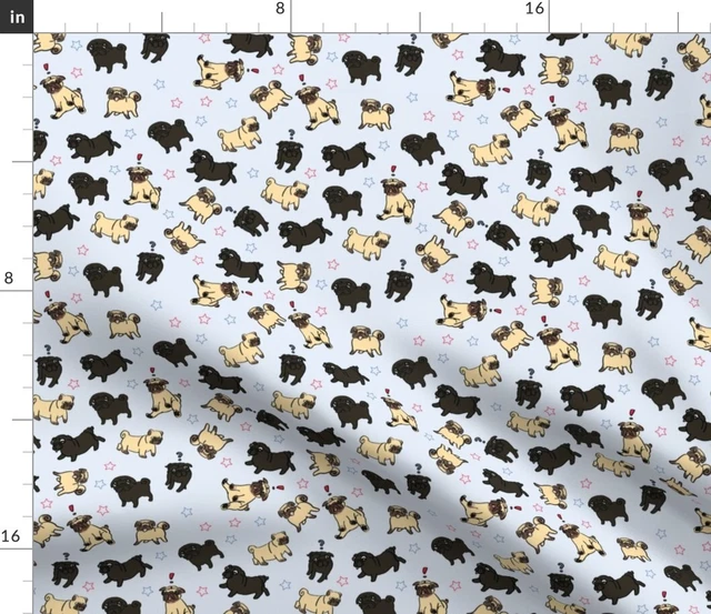Pug Parade Pugs Animals Cute Illustration Spoonflower Fabric by the Yard