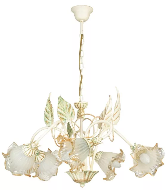 Chandelier Wrought Iron A Hanging Classic With Glass Ivory Green