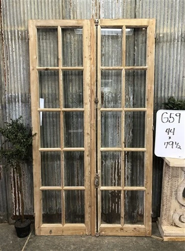 Antique French Double Doors (44x79.5) 10 Pane Glass European Doors G59