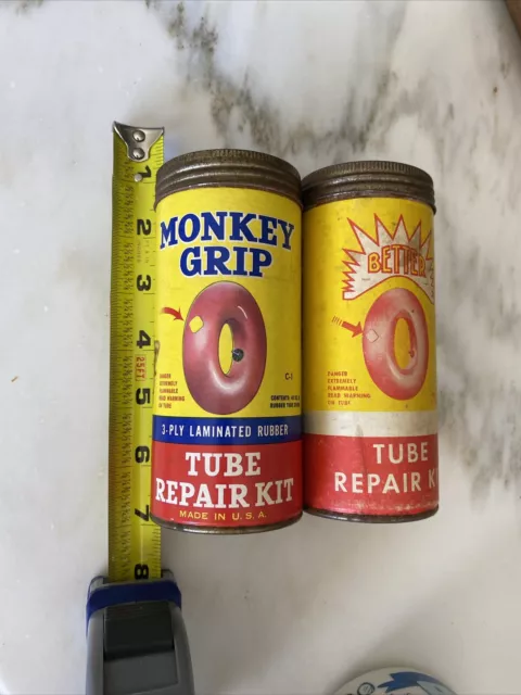 Vintage Monkey Grip & Better Brand Tube Repair Kit Cardboard Adv Tin w/patches