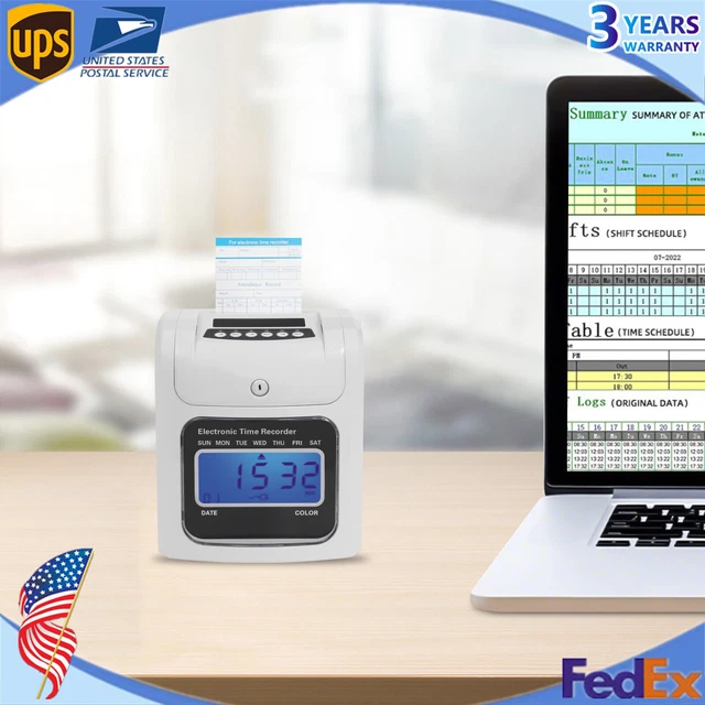 LCD EMPLOYEE ATTENDANCE Machine Time Clock Office Punch Card Machine+