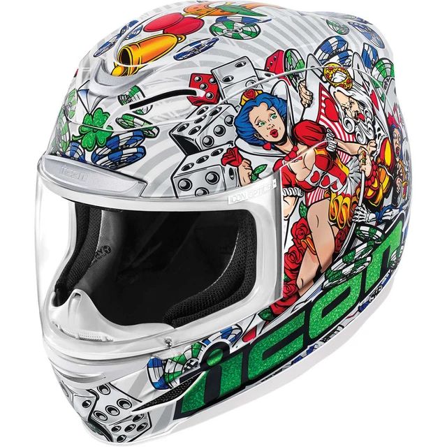 casino motorcycle helmet ICON AIRMADA LUCKY Lid 2 Casino White Full Face Motorcycle Helmet | All  Sizes £146.00
