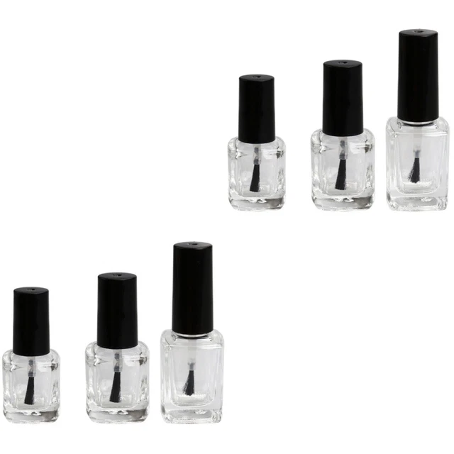 12 piezas / paquete 5 ml 10 ml 15 ml botella de esmalte de uñas vacío con cepillo interior