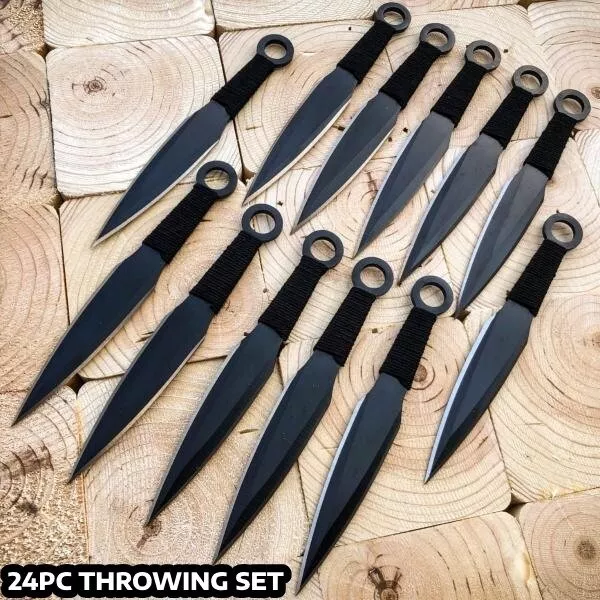 NEW 24 PC Ninja Hunting KNIVES Tactical Combat Ninjutsu Kunai Throwing Knife Set