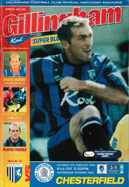 Gillingham v Chesterfield programme, Division 2, February 1999