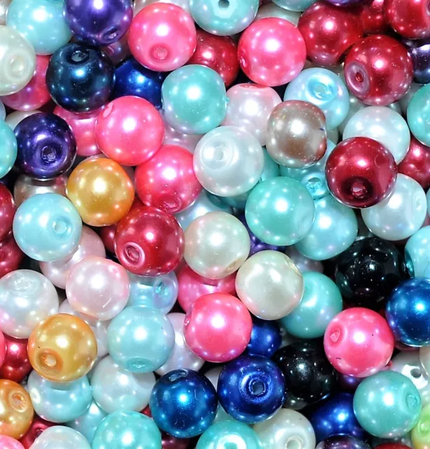 quality string of 75 cm round glass pearl beads 6 & 8 mm with 22 colour option