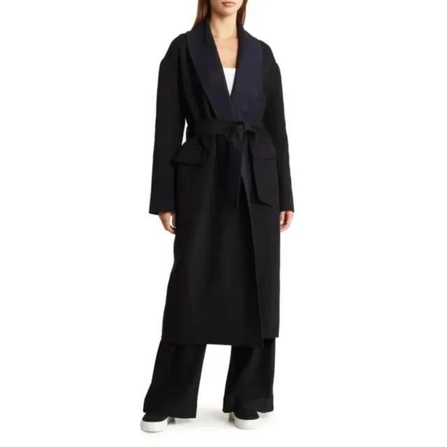 NEW Rag & Bone Anika Splitaable Wool Blend Coat in black/Navy size S