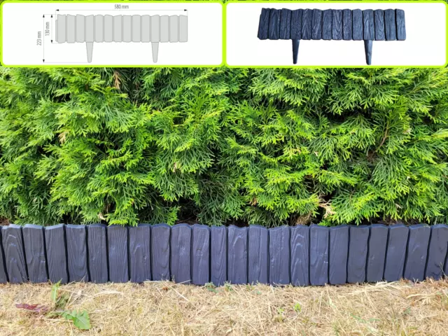 WoodPalisade Rasenkante Gartenpalisade Palisade Beetumrandung Länge 58 cm Hol...