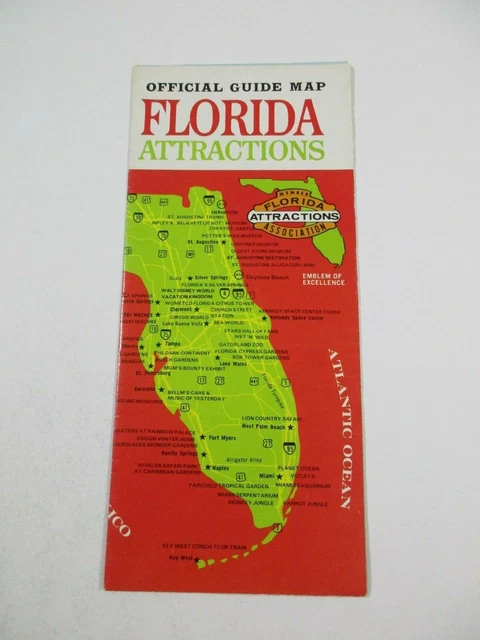 NEW OFFICIAL GUIDE Map Florida - Vintage 1982 Florida Attractions Travel Guide Map Brochure.webp