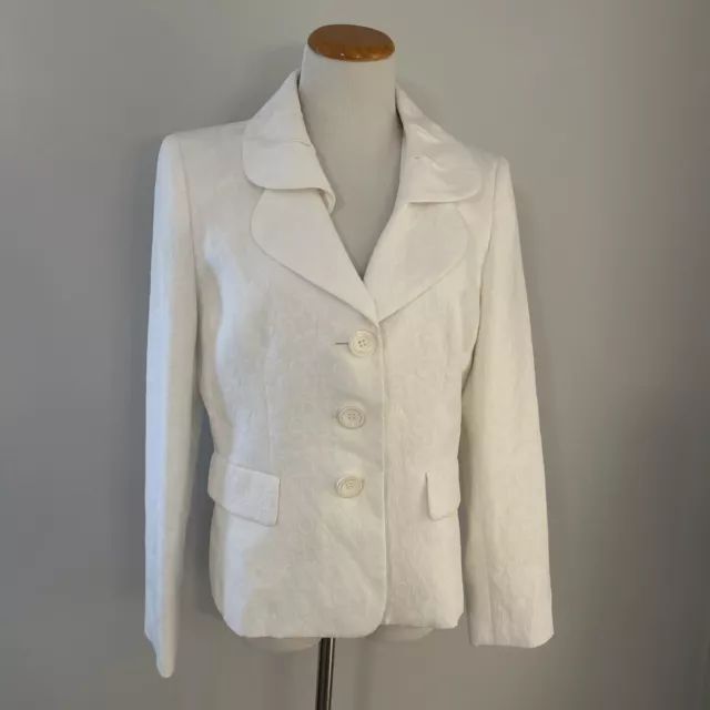 Le Suit White Blazer Jacket Lined Ladies 12