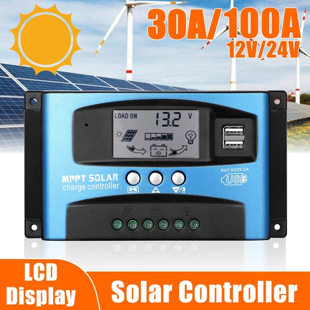 Regolatore di carica solare 100/30A 2USB caricabatterie solare regolatore di carica pannello controller