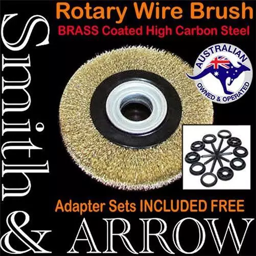 ROTARY WIRE WHEEL 8" 200mm / 6" 150mm BRASS BRUSH BENCH GRINDER STEEL METAL RUST