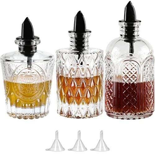 Syrup Bottle Set of 3 - Syrup Dispenser with Leak-Proof Lids Pour Spout Ideal...