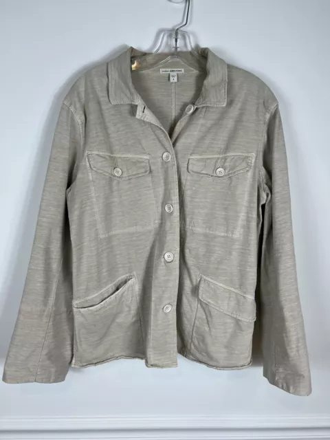Standard James Perse Womens Size 4 Beige Cotton Distressed Button Down Jacket XL