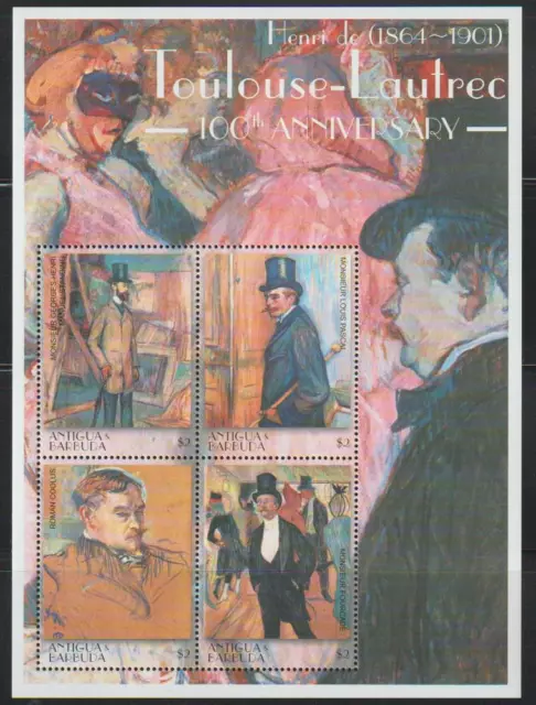 Antigua & Barbuda 2001 Stamps Henri De Toulouse Lautrec Ss Mnh - Ant834