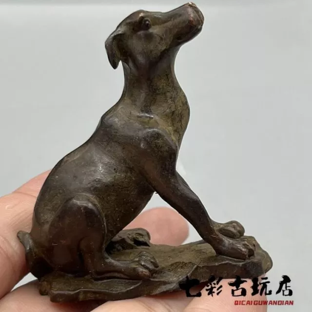 Exquisite collection Chinese bronze dog statue figure fortune gift