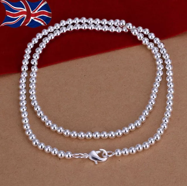925 Sterling Silver Ball Bead Chain Necklace 2, 3, 4, 5, 6, 8 & 10