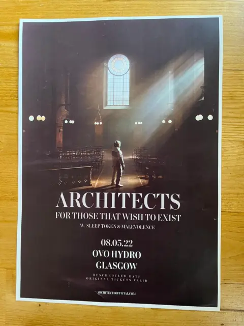 Architects concert poster - Glasgow 2022 tour music band show - gig memorabilia!