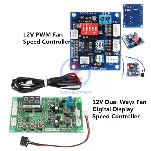 Digital 12V Dual Ways / PWM PC CPU Fan Temperature Control Speed Controller