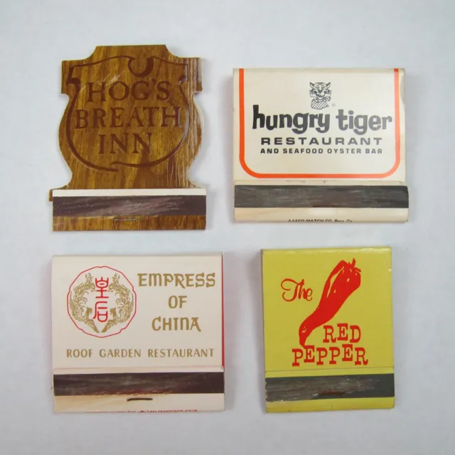 4 Matchbook Covers Hogs Breath Inn Red Pepper Hungry Tiger Empress of China CA